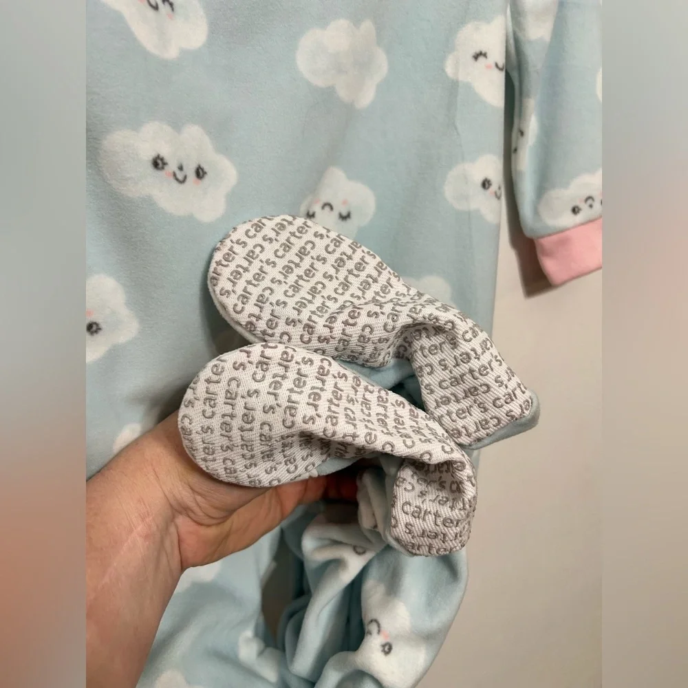 New! Carters Set of 2 Zip Up Footed Sleeper Pajamas Little Girls Size 4T